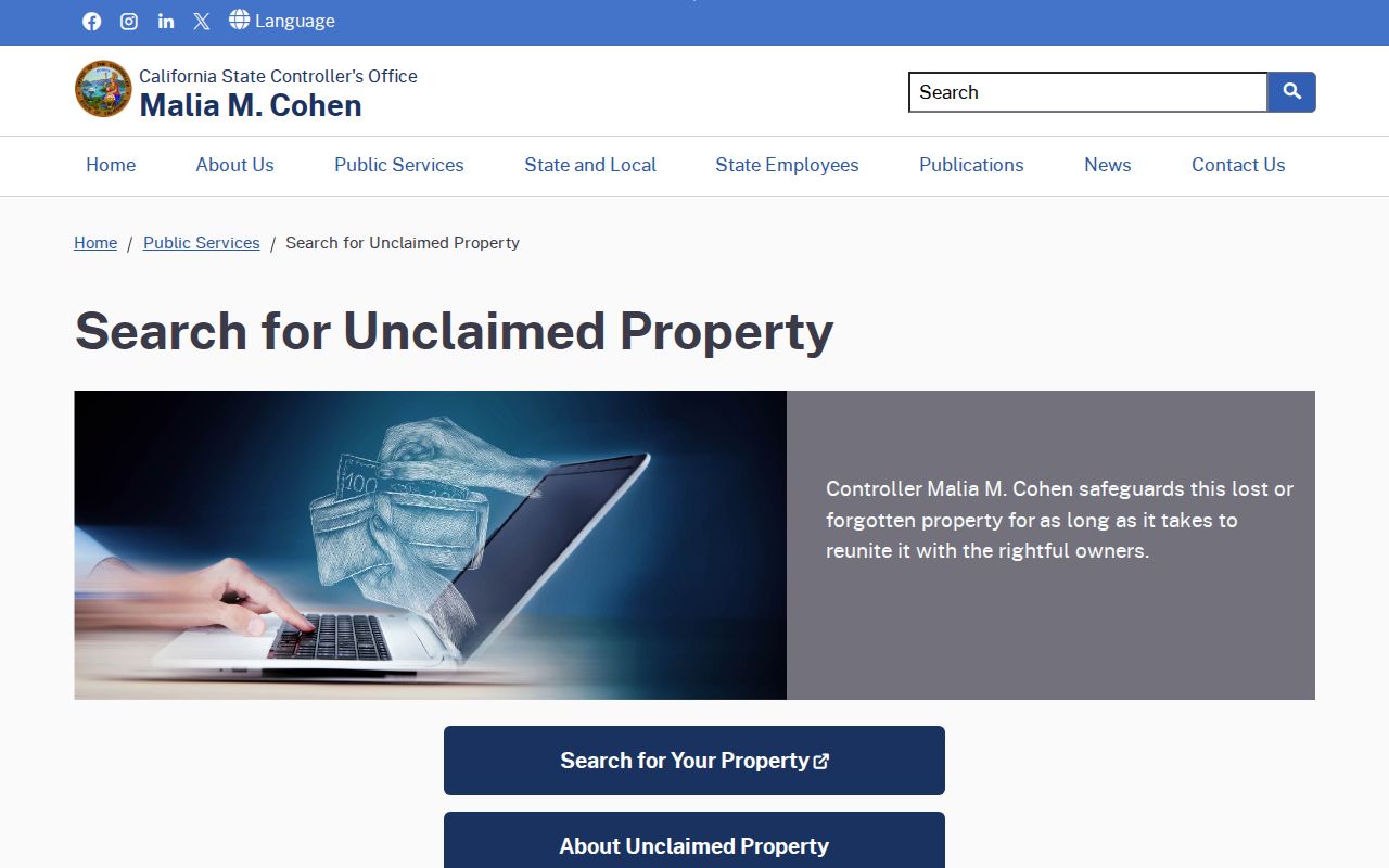 Fountain Valley people search California unclaimed property records