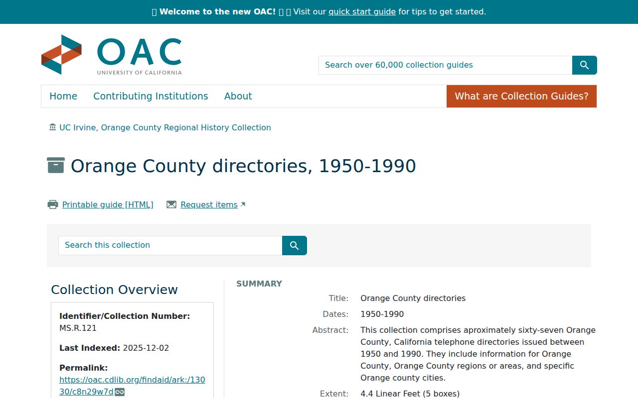 Fountain Valley people directories Orange County telephone directories finding aid